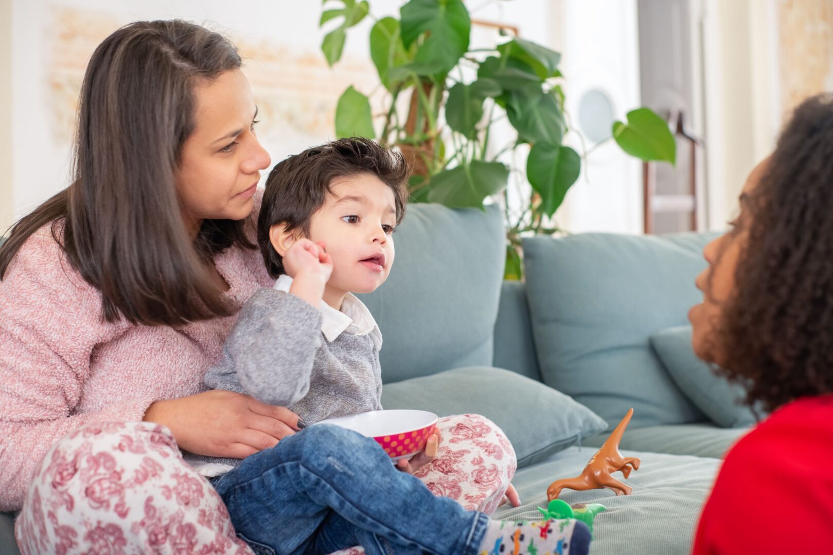 Family time in cozy living room